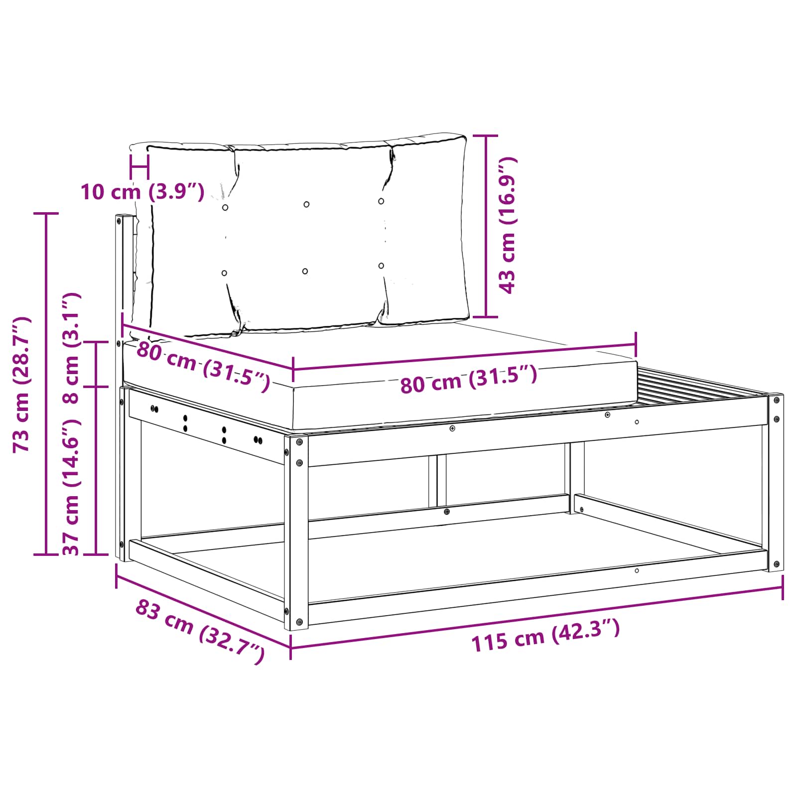 Set vanjskih sofa s jastukom Prirodna i svijetlo siva