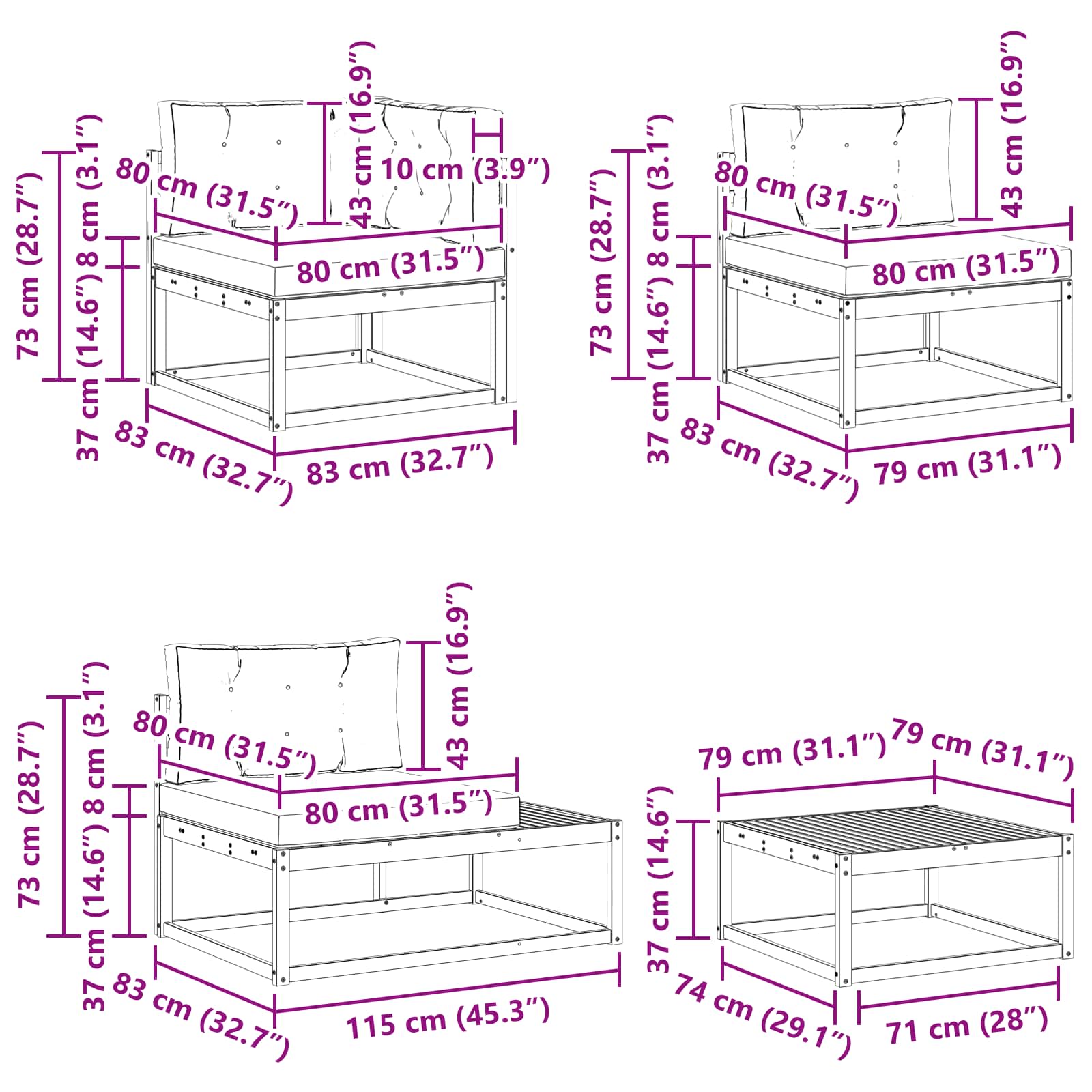 Set vanjskih sofa Prirodna i svijetlo siva