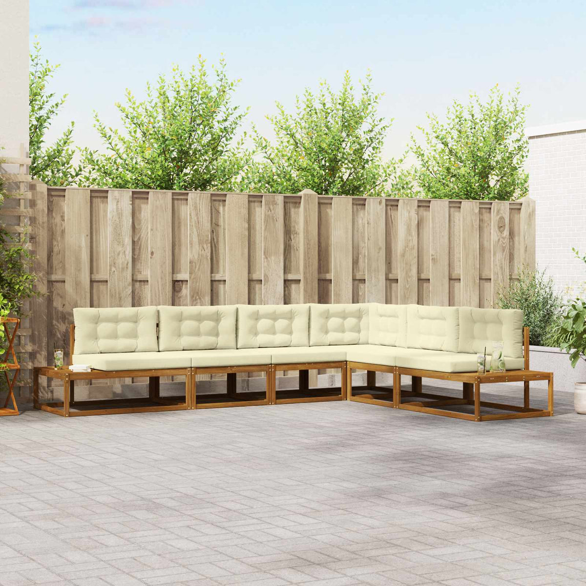 Set vanjskih sofa 6 kom. Prirodna i krem
