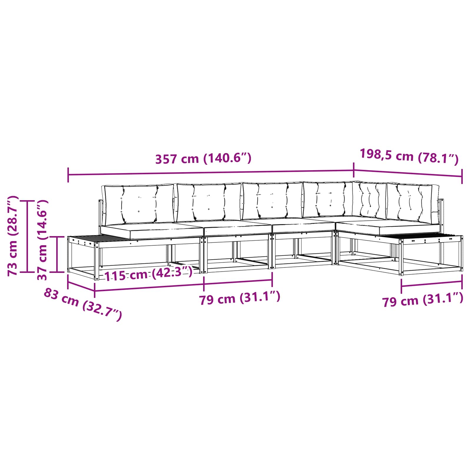 Set vanjskih sofa Prirodna i antracit
