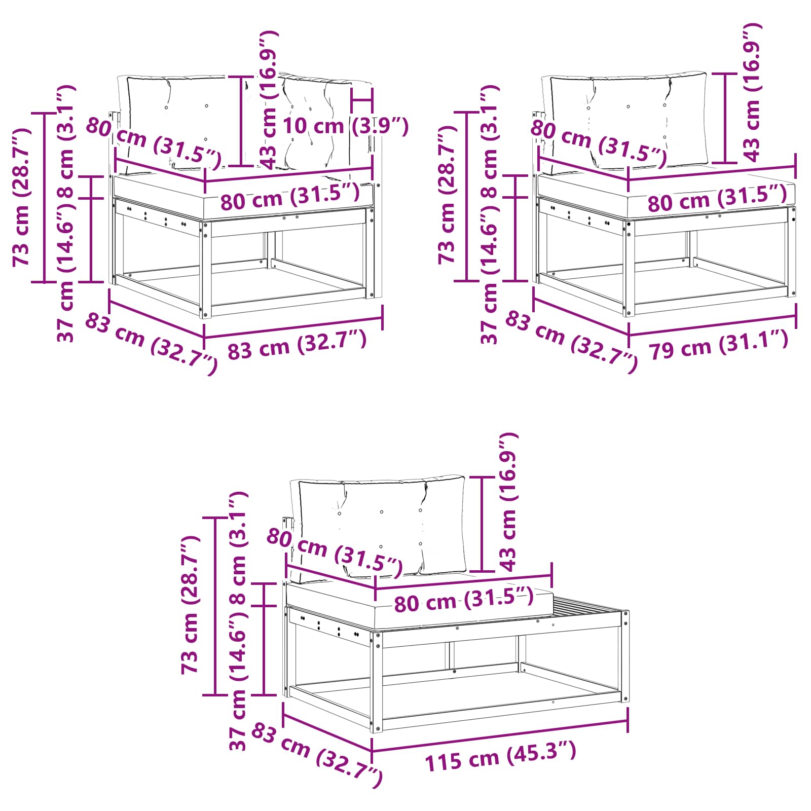 Set vanjskih sofa Prirodna i antracit