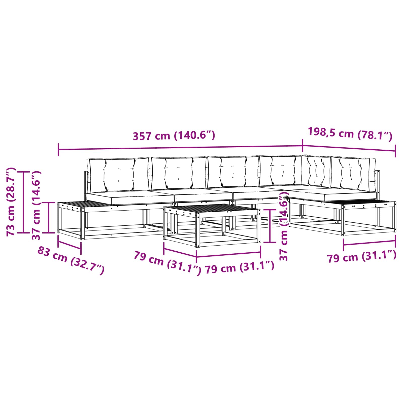 Set vanjskih sofa Prirodna i antracit