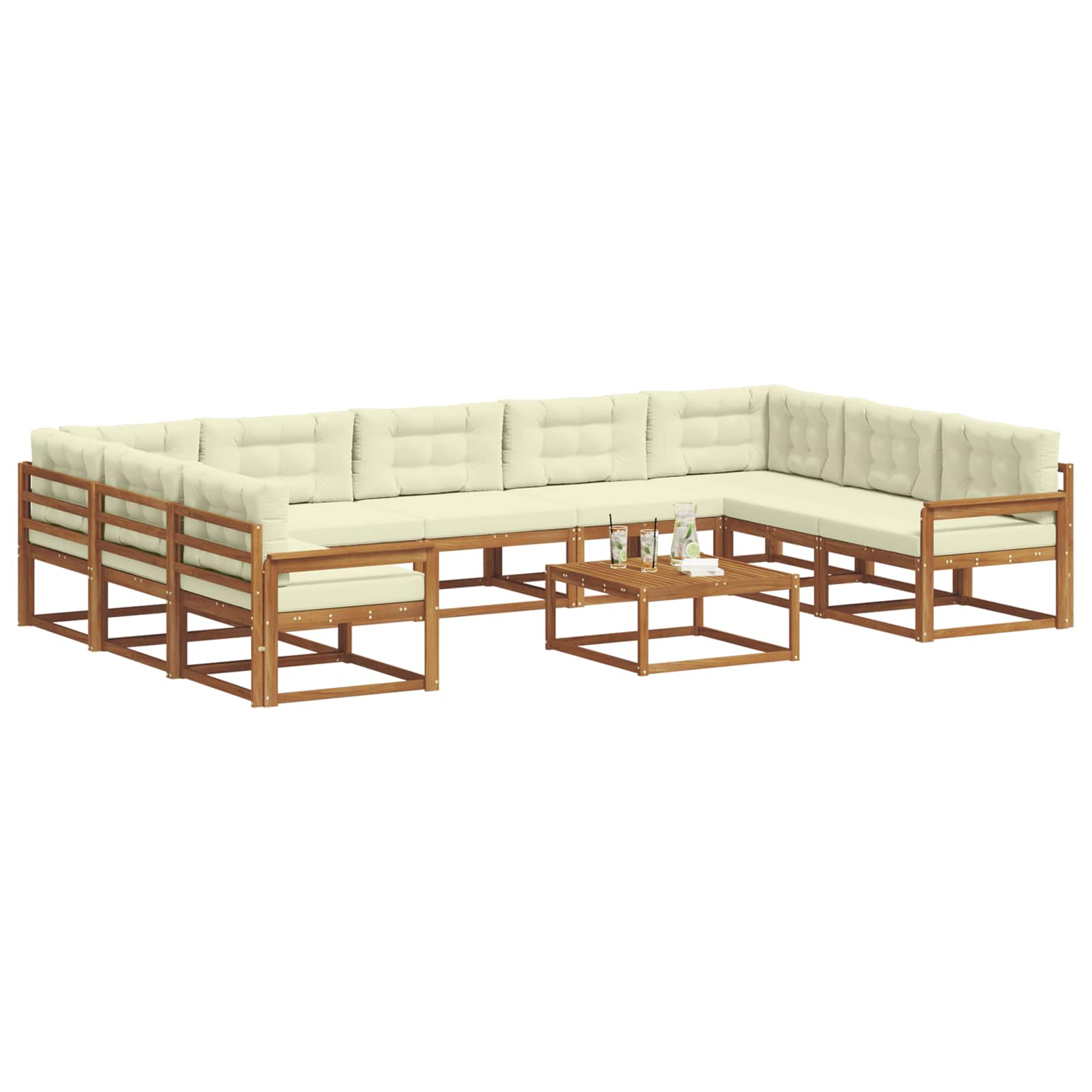 Set vanjskih sofa s jastukom 10 pcs Prirodna i krem