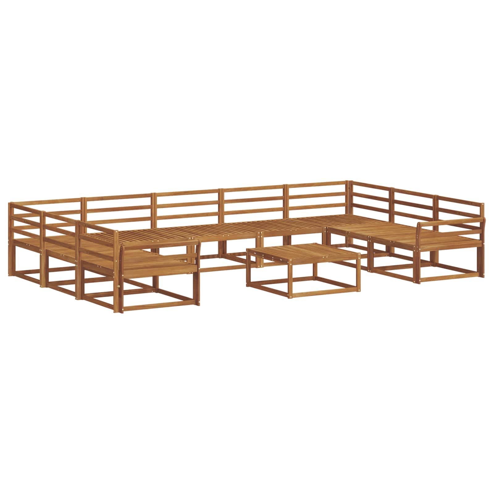 Set vanjskih sofa 10 pcs Prirodna Čvrsto drvo akacije