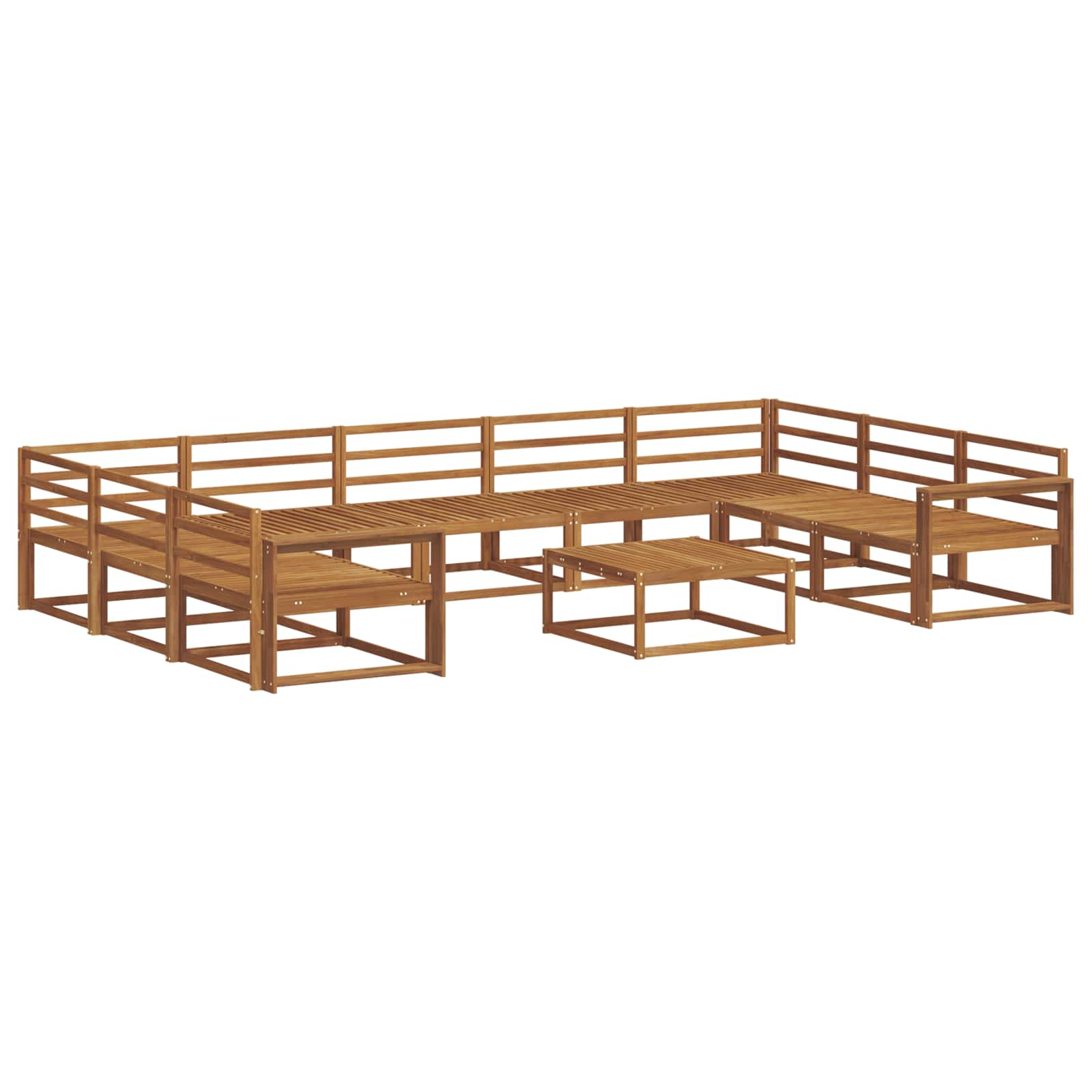 Set vanjskih sofa 10 pcs Prirodna Čvrsto drvo akacije