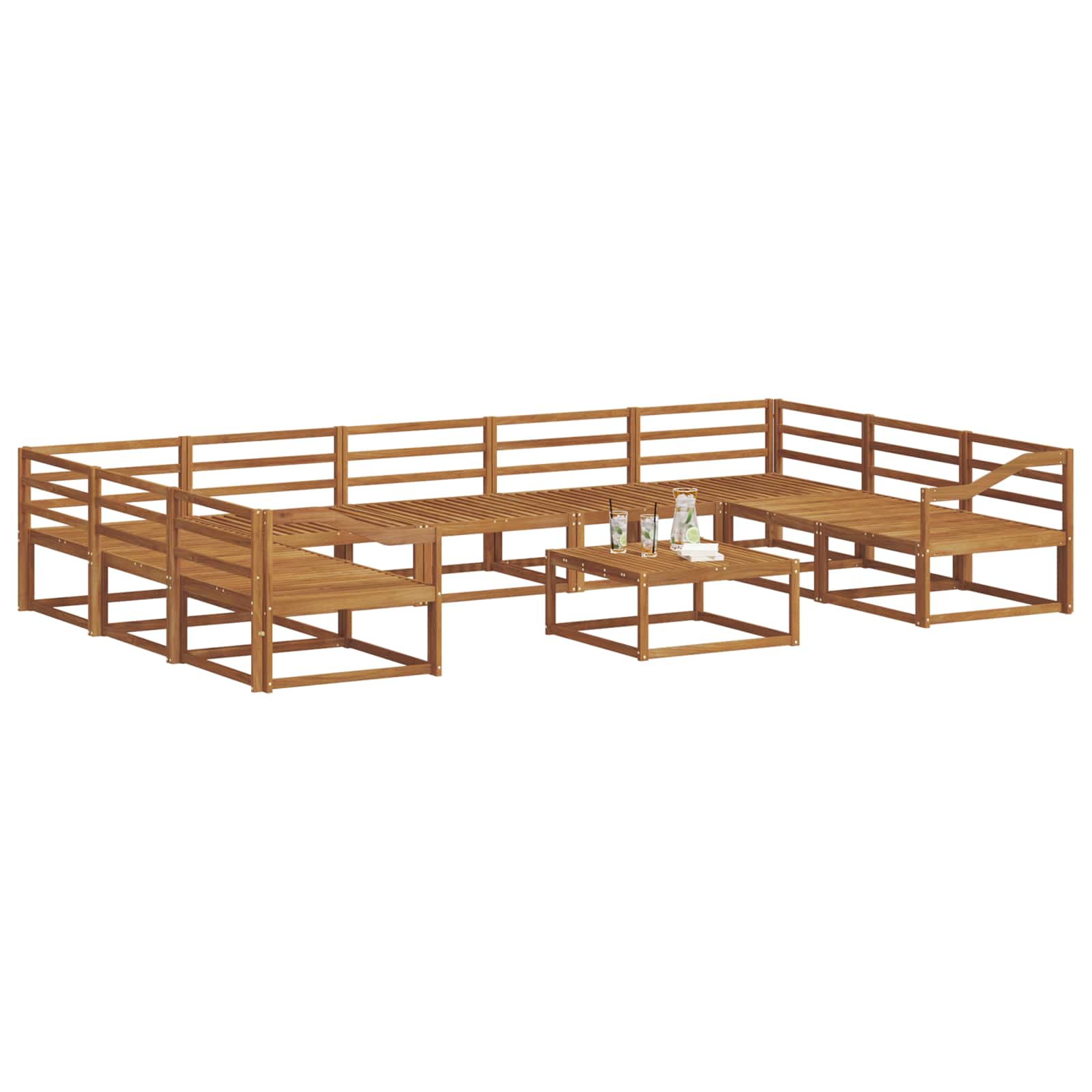 Set vanjskih sofa 10 pcs Prirodna Čvrsto drvo akacije