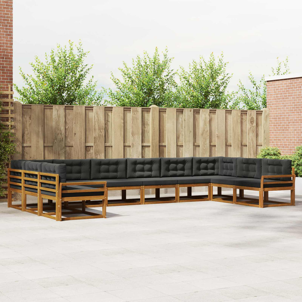 Set vanjskih sofa 10 kom. Prirodna i antracit Smeđa 483 x 250 x 73 cm