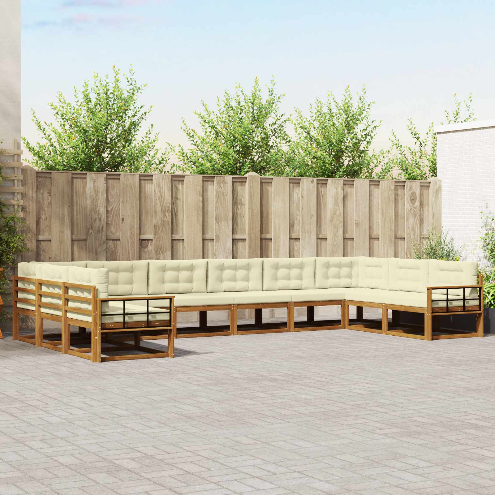 Set vanjskih sofa s jastukom 10 pcs Prirodna i krem