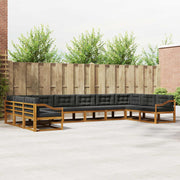 Set vanjskih sofa 10 kom. Prirodna i antracit Smeđa 483 x 245,5 x 73 cm