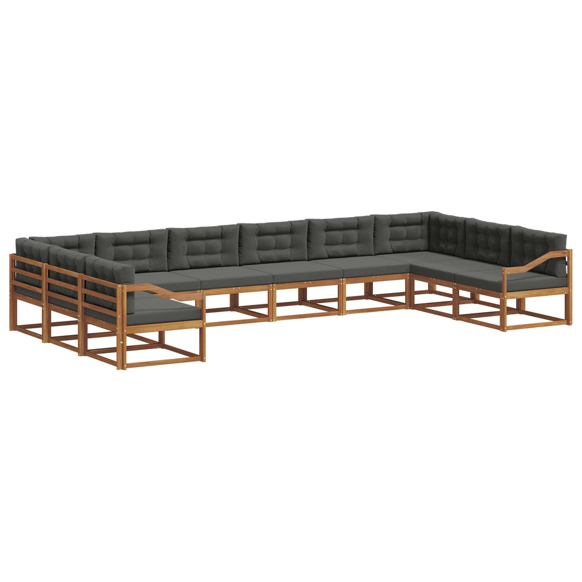 Set vanjskih sofa 10 kom. Prirodna i antracit Smeđa 483 x 245,5 x 73 cm