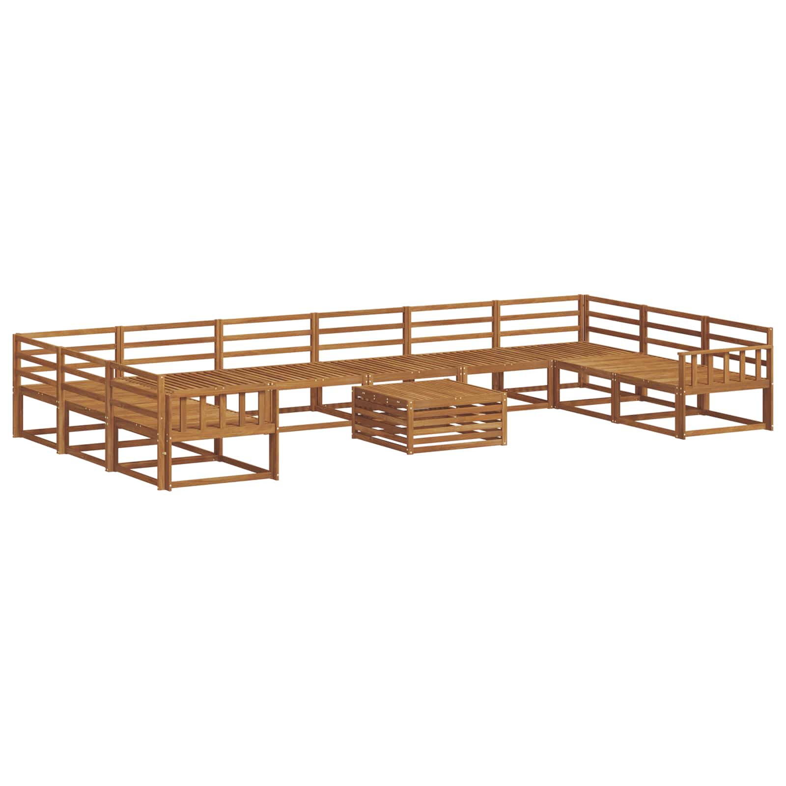 Set vanjskih sofa 11 pcs Prirodna Čvrsto drvo akacije