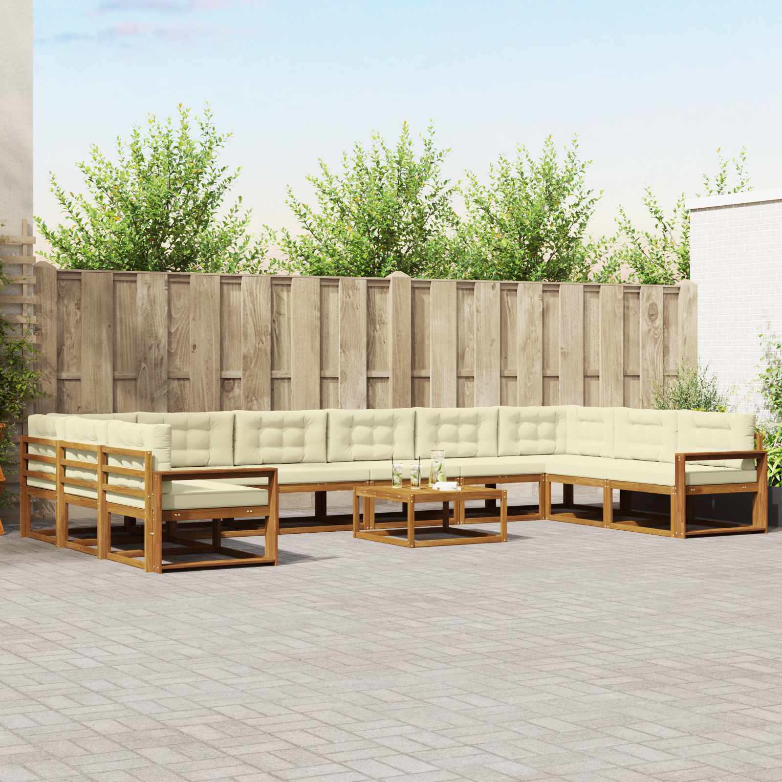 Set vanjskih sofa s jastukom 11 pcs Prirodna i krem