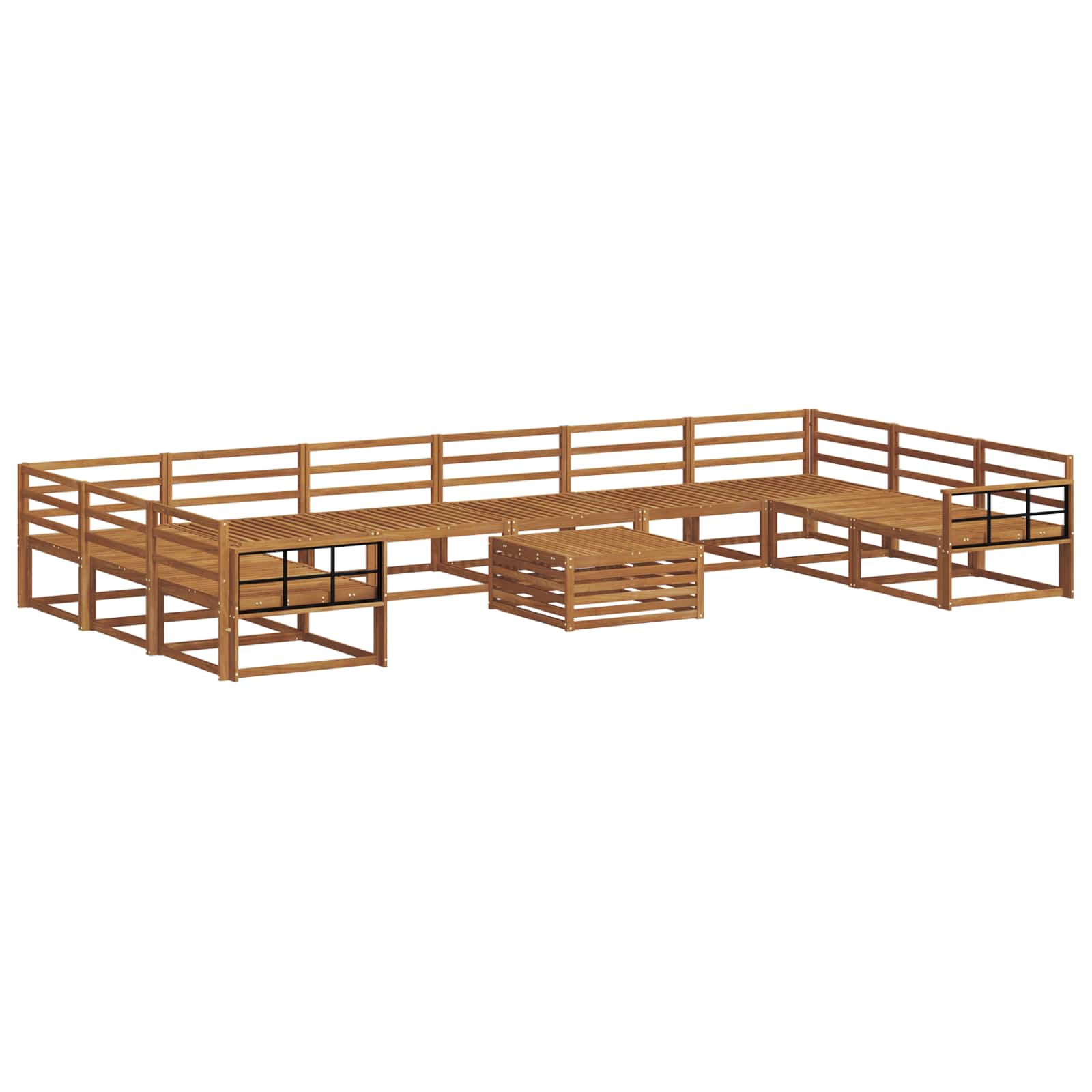 Set vanjskih sofa 11 pcs Prirodna Čvrsto drvo akacije