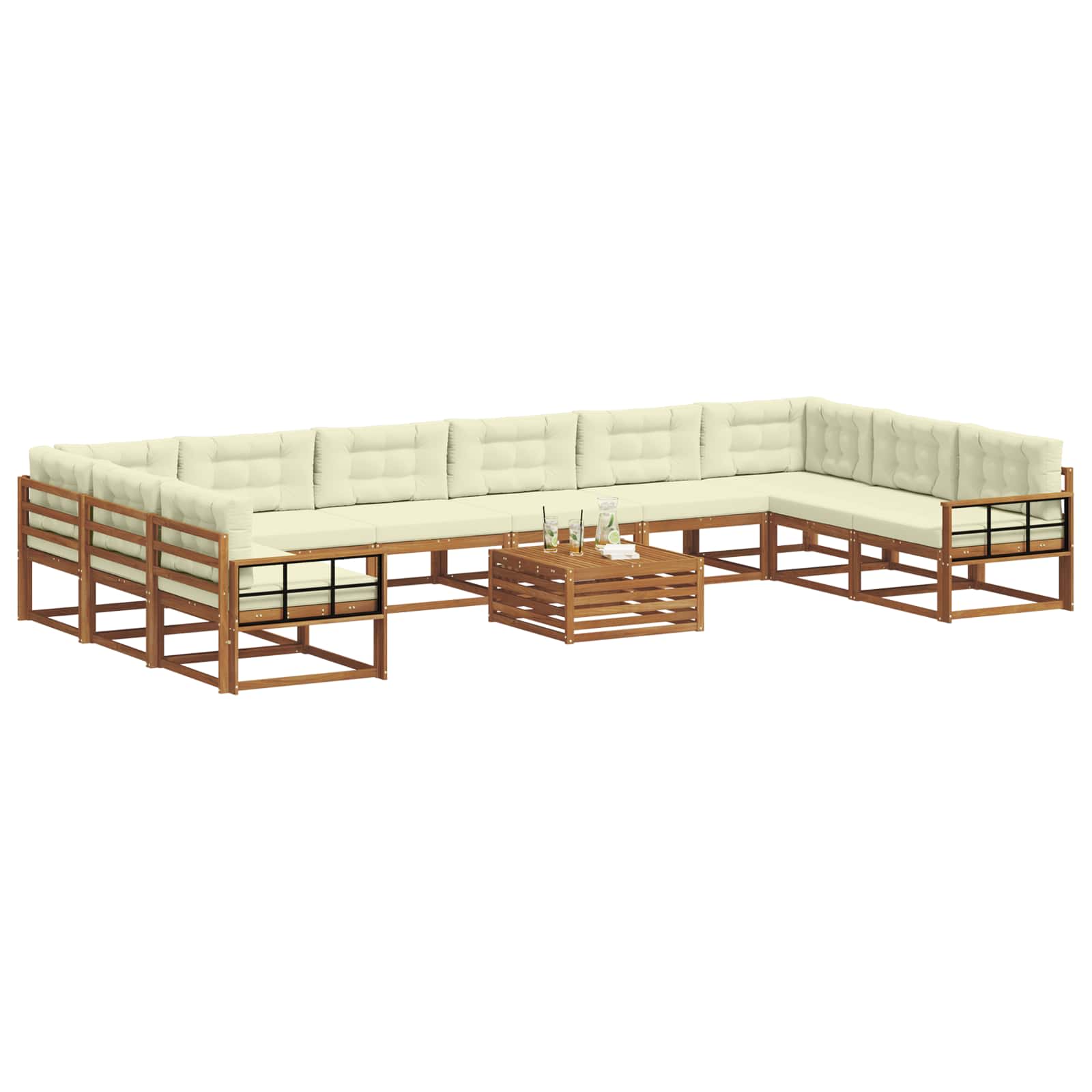 Set vanjskih sofa s jastukom 11 pcs Prirodna i krem