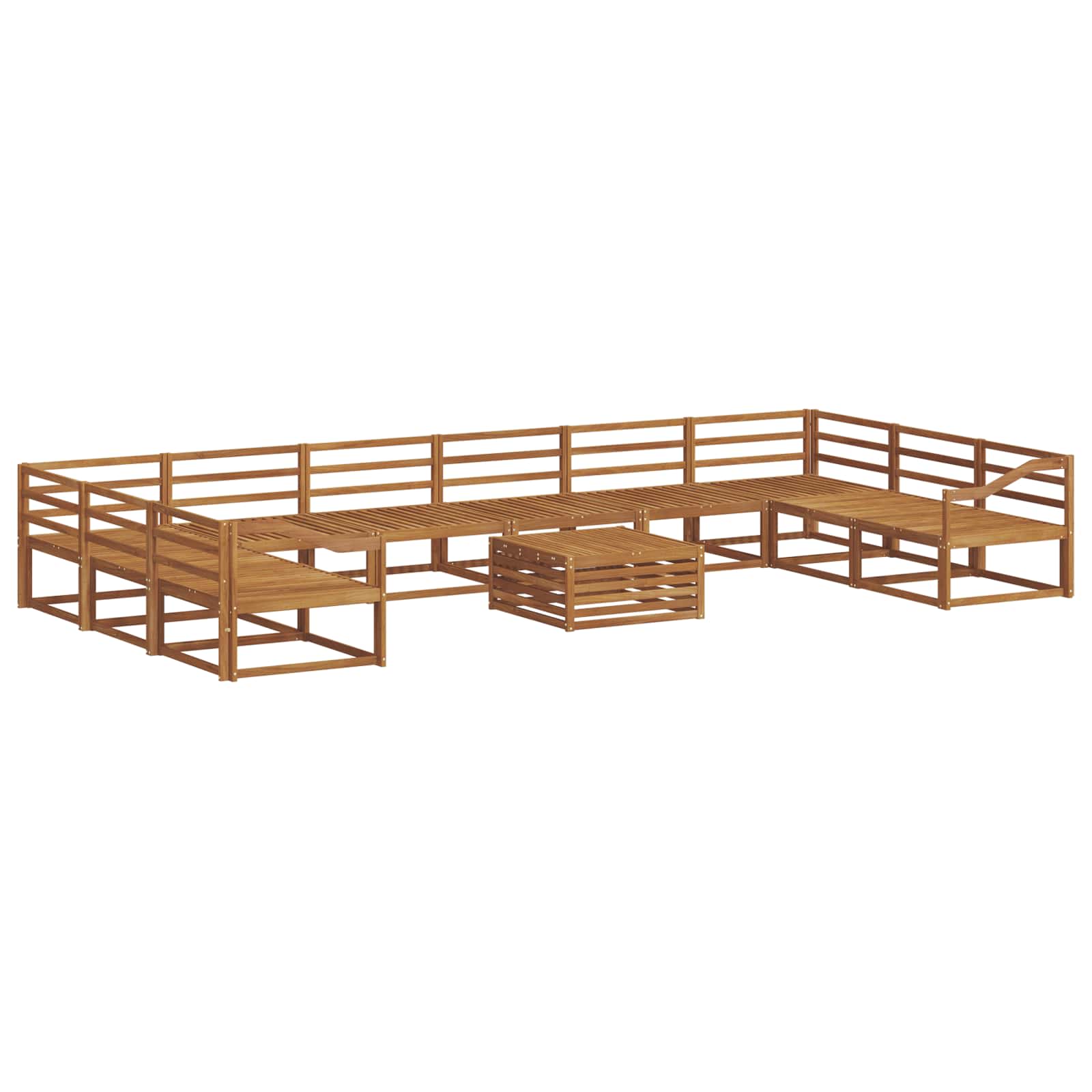 Set vanjskih sofa 11 pcs Prirodna Čvrsto drvo akacije