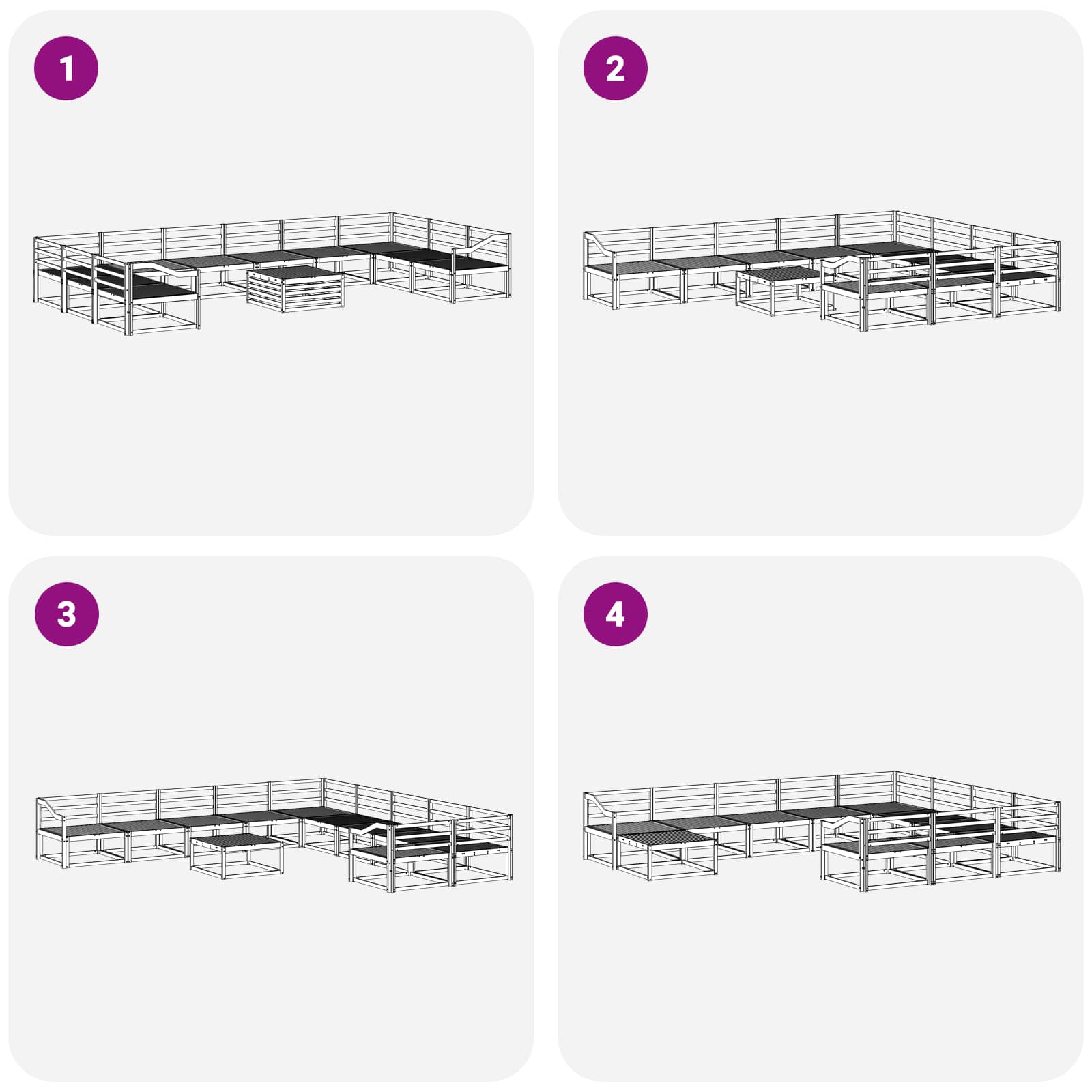 Set vanjskih sofa 11 pcs Prirodna Čvrsto drvo akacije