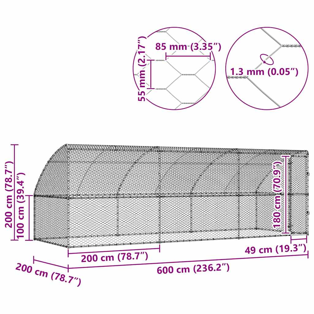 Kućica za pse 3 pcs Srebrno 6 x 2 x 2 m Pocinčani čelik