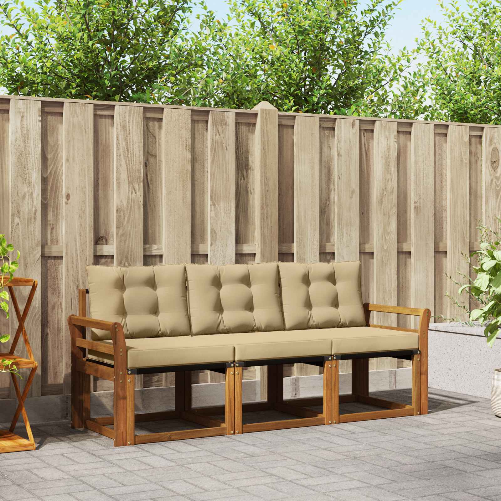 Set vanjskih sofa s jastukom 3 pcs Prirodna i bež