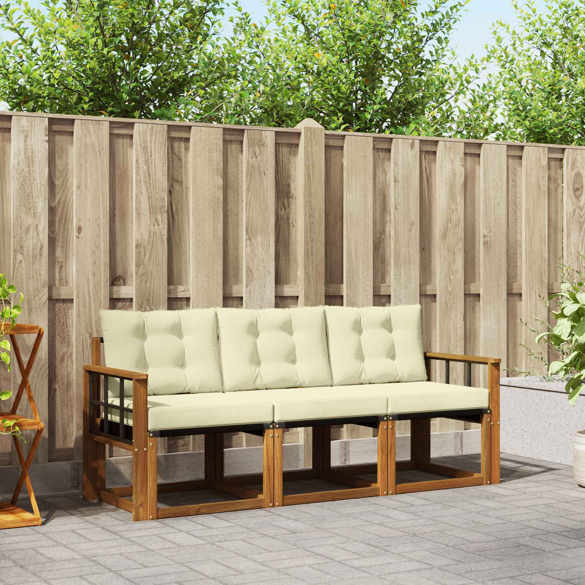 Set vanjskih sofa 3 kom. Prirodna i krem