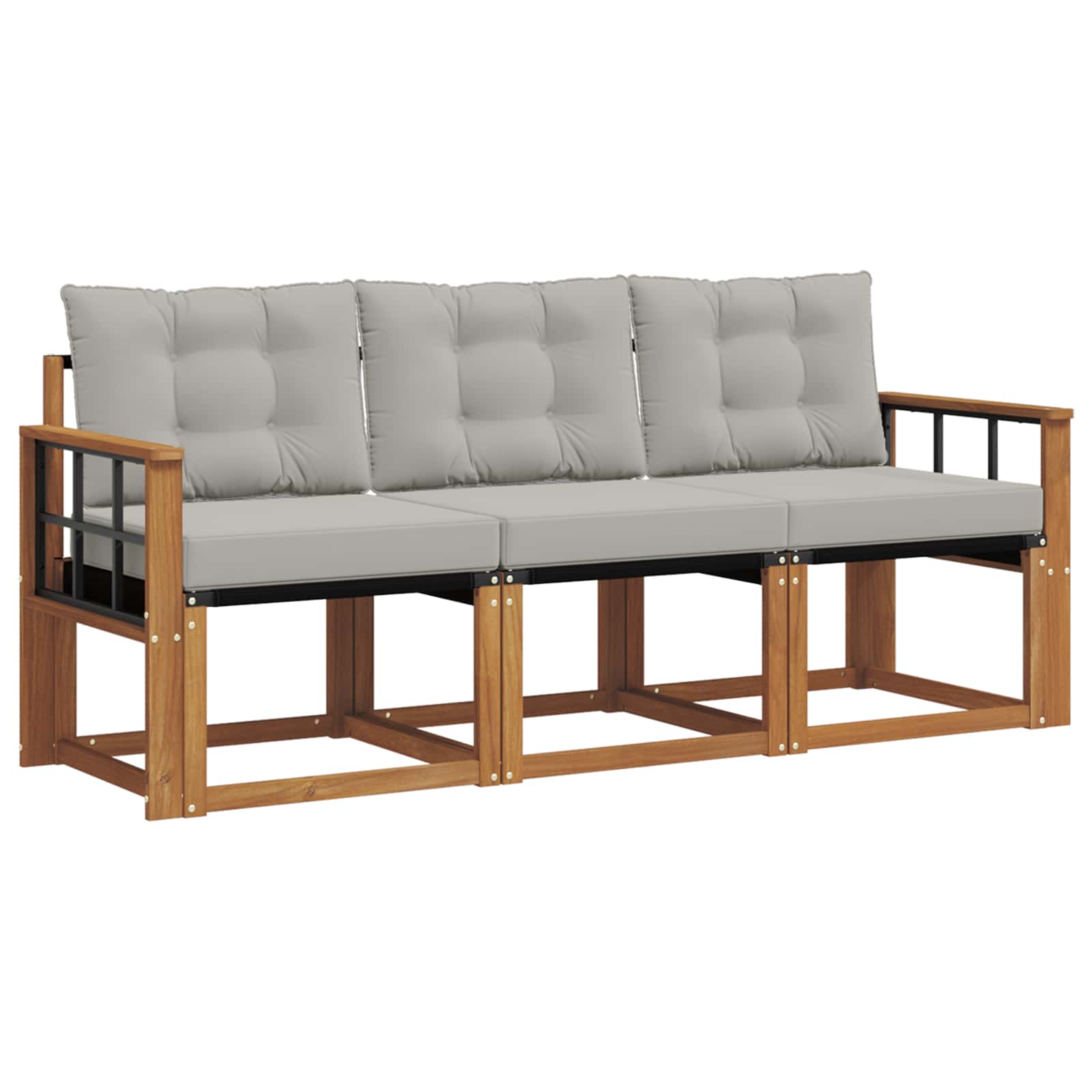 Set vanjskih sofa s jastukom 3 pcs Prirodna i svijetlo siva