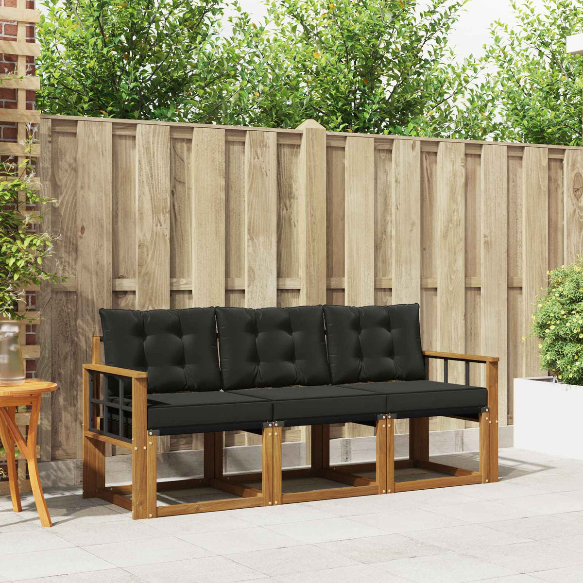 Set vanjskih sofa 3 kom. Prirodna i crna