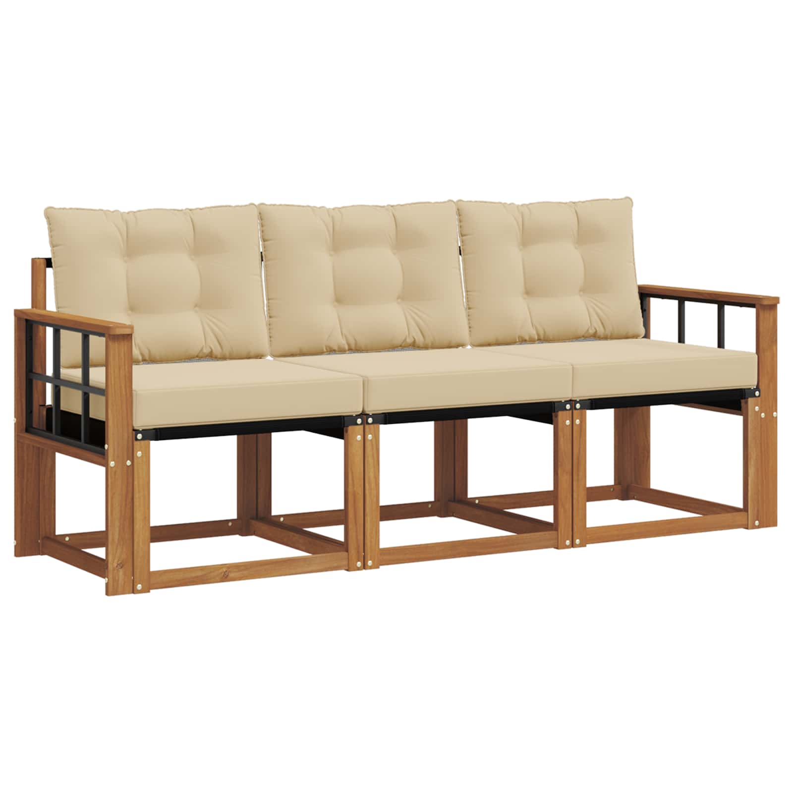 Set vanjskih sofa s jastukom 3 pcs Prirodna i bež