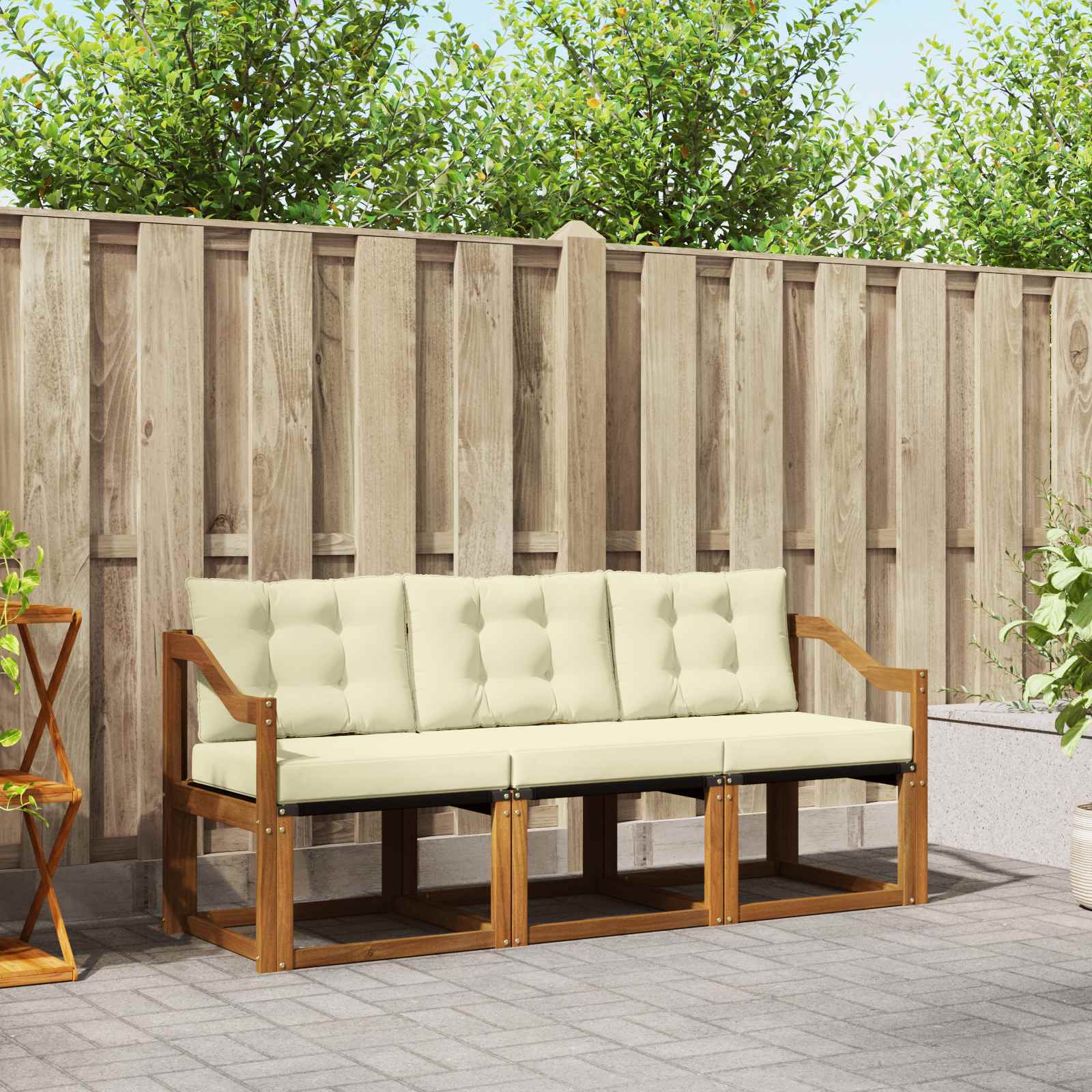 Set vanjskih sofa s jastukom 3 pcs Prirodna i krem