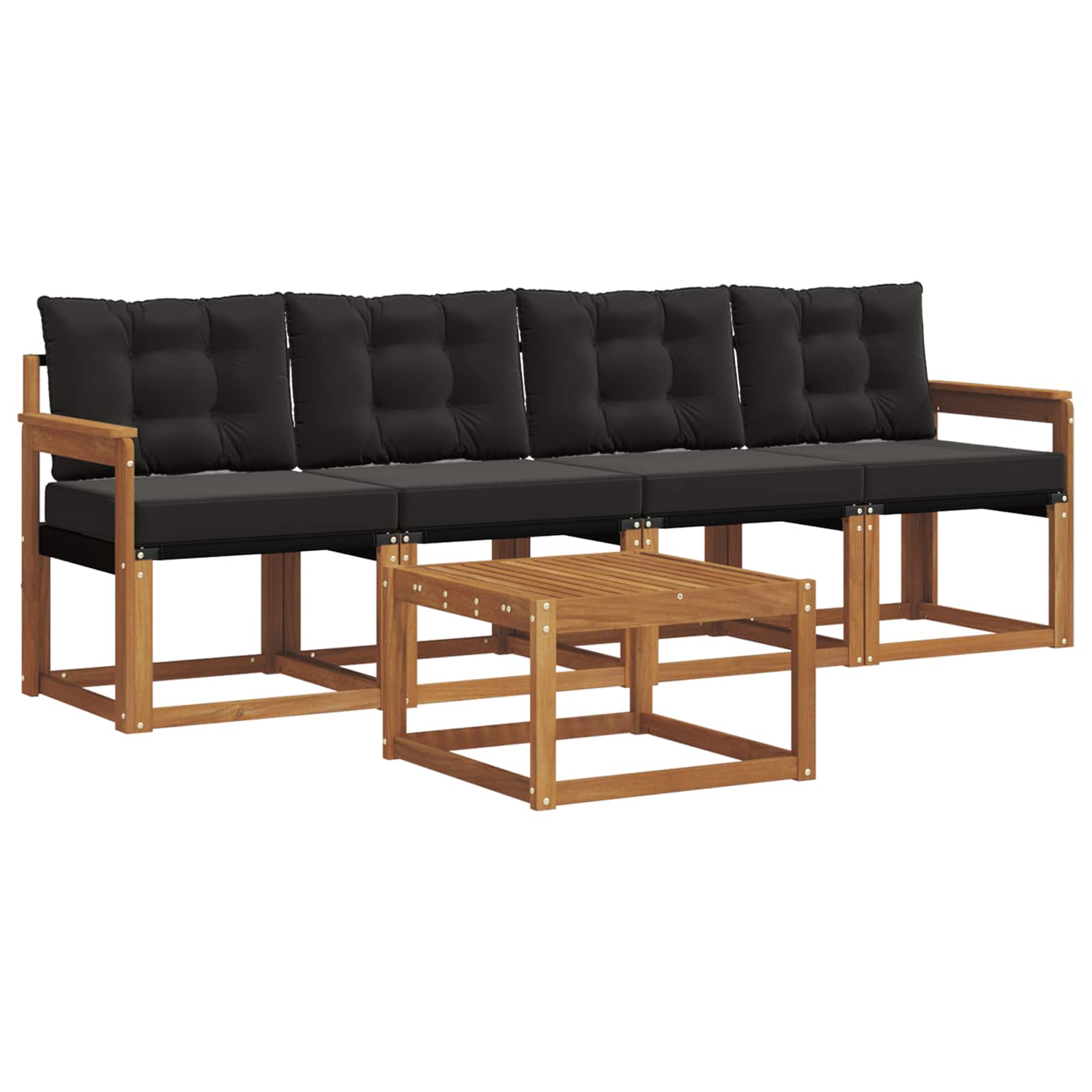 Set vanjskih sofa s jastukom 5 pcs Prirodna i crna