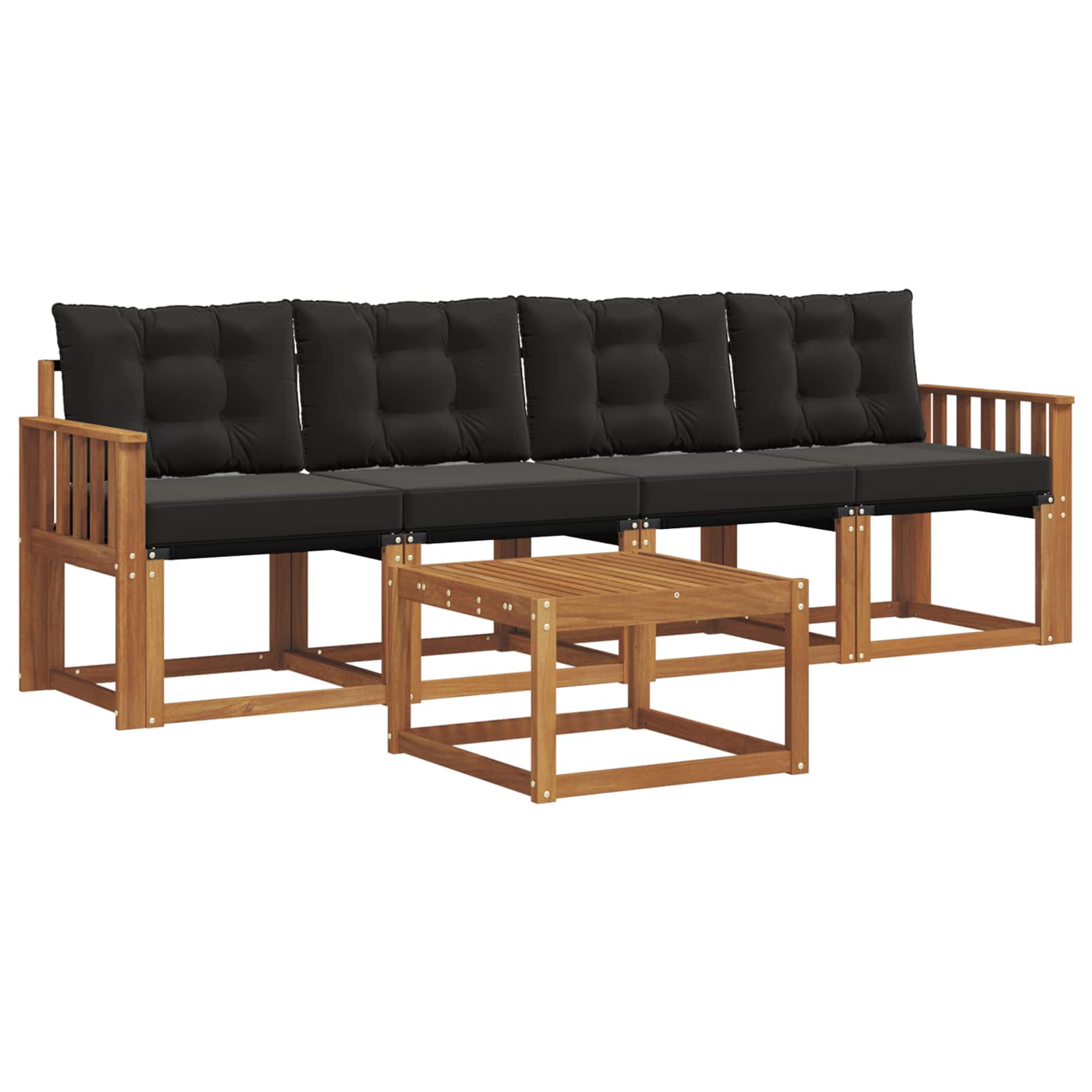 Set vanjskih sofa s jastukom 5 pcs Prirodna i crna