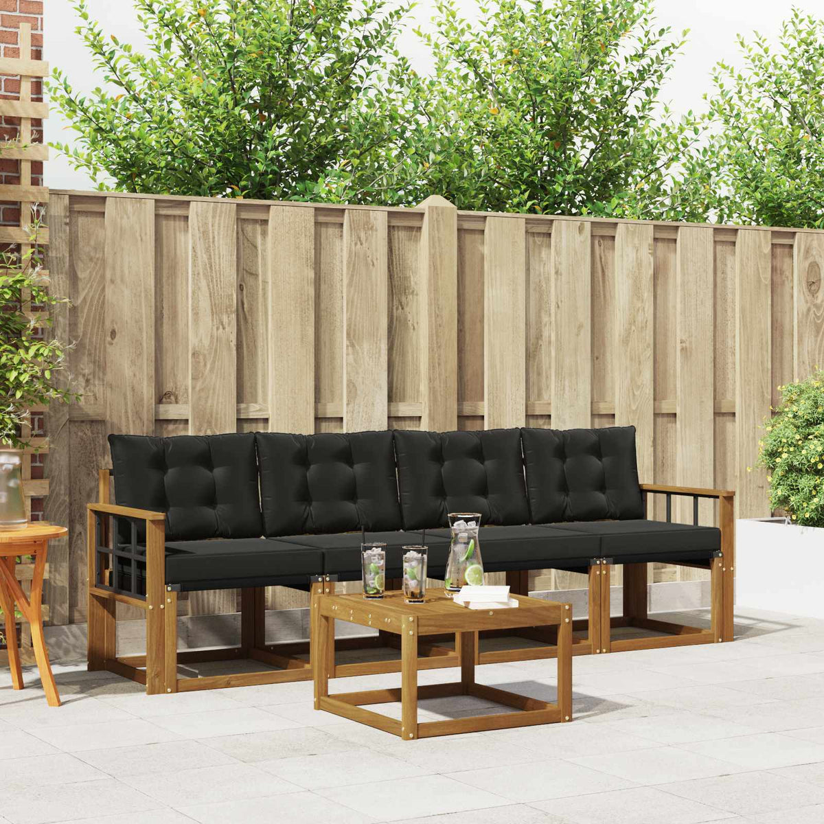 Set vanjskih sofa 5 kom. Prirodna i crna