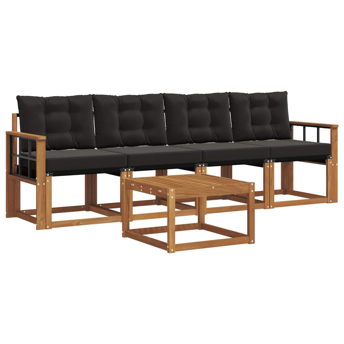 Set vanjskih sofa 5 kom. Prirodna i crna