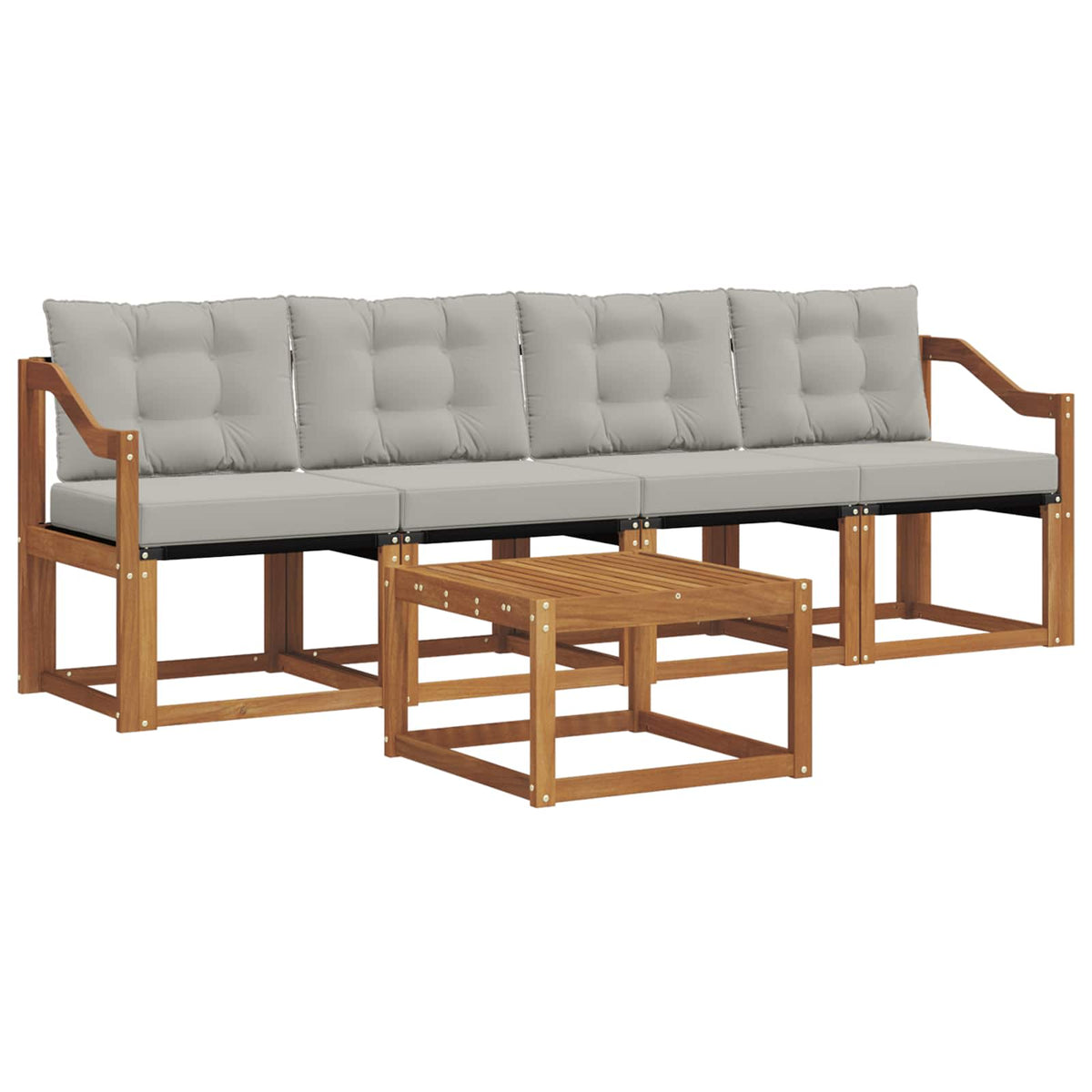 Set vanjskih sofa 5 kom. Prirodna i svijetlo siva