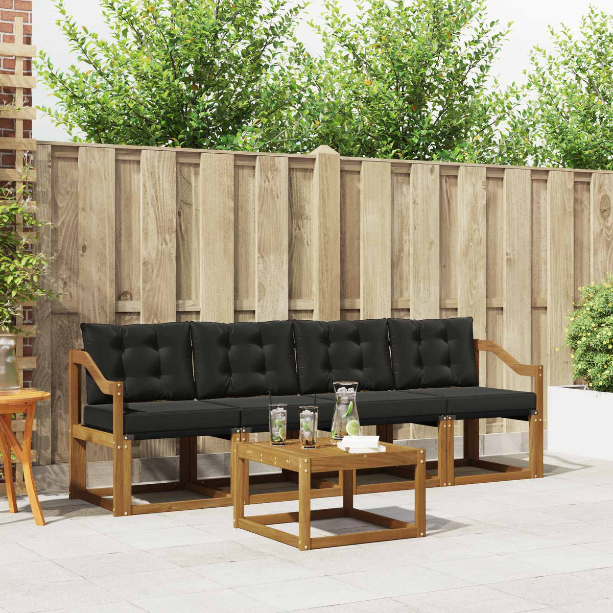 Set vanjskih sofa 5 kom. Prirodna i crna