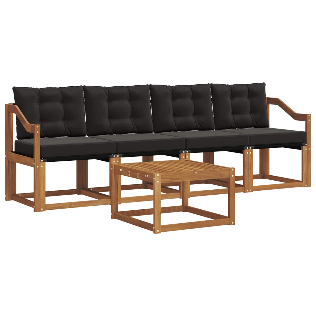Set vanjskih sofa 5 kom. Prirodna i crna