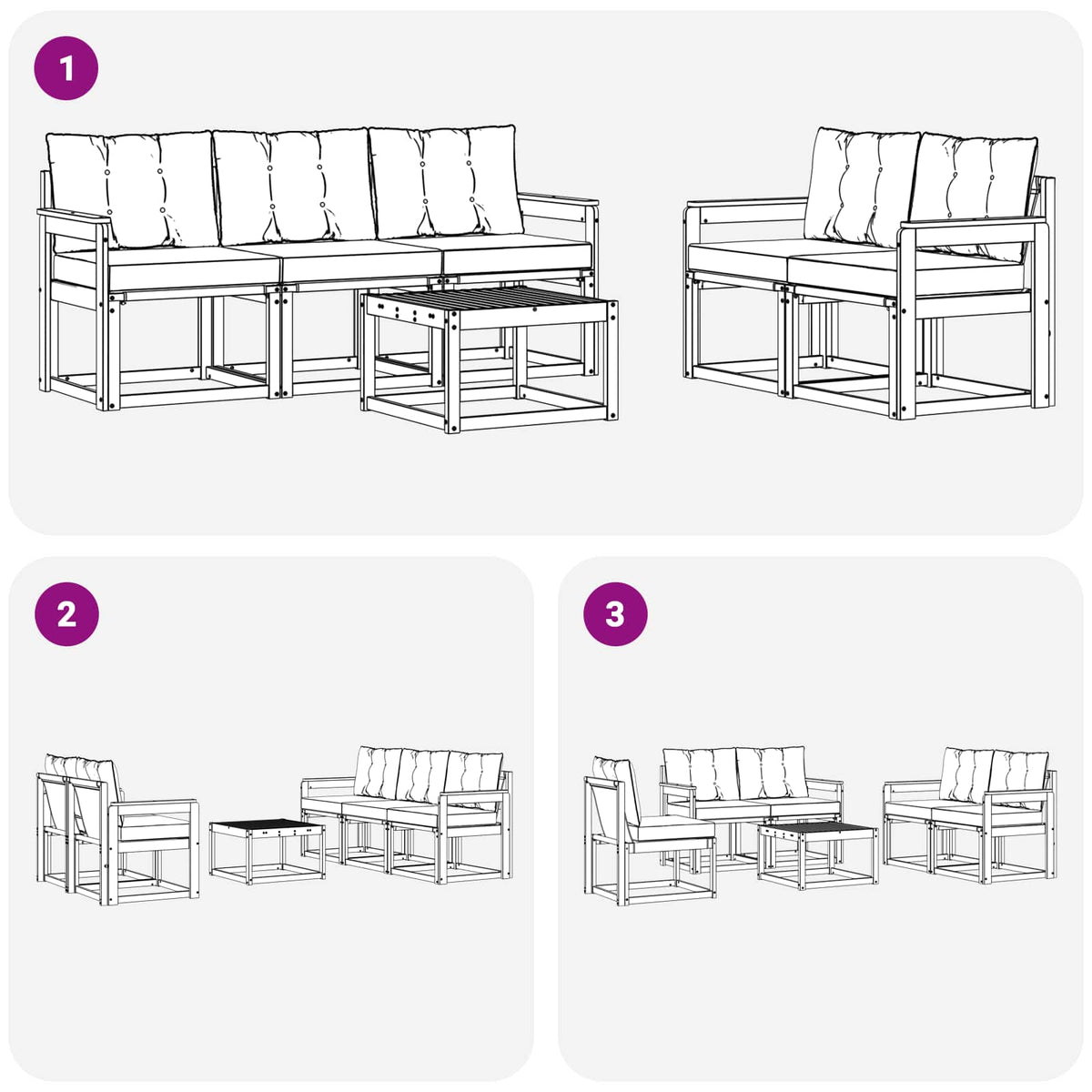 Set vanjskih sofa 6 kom. Prirodna i svijetlo siva