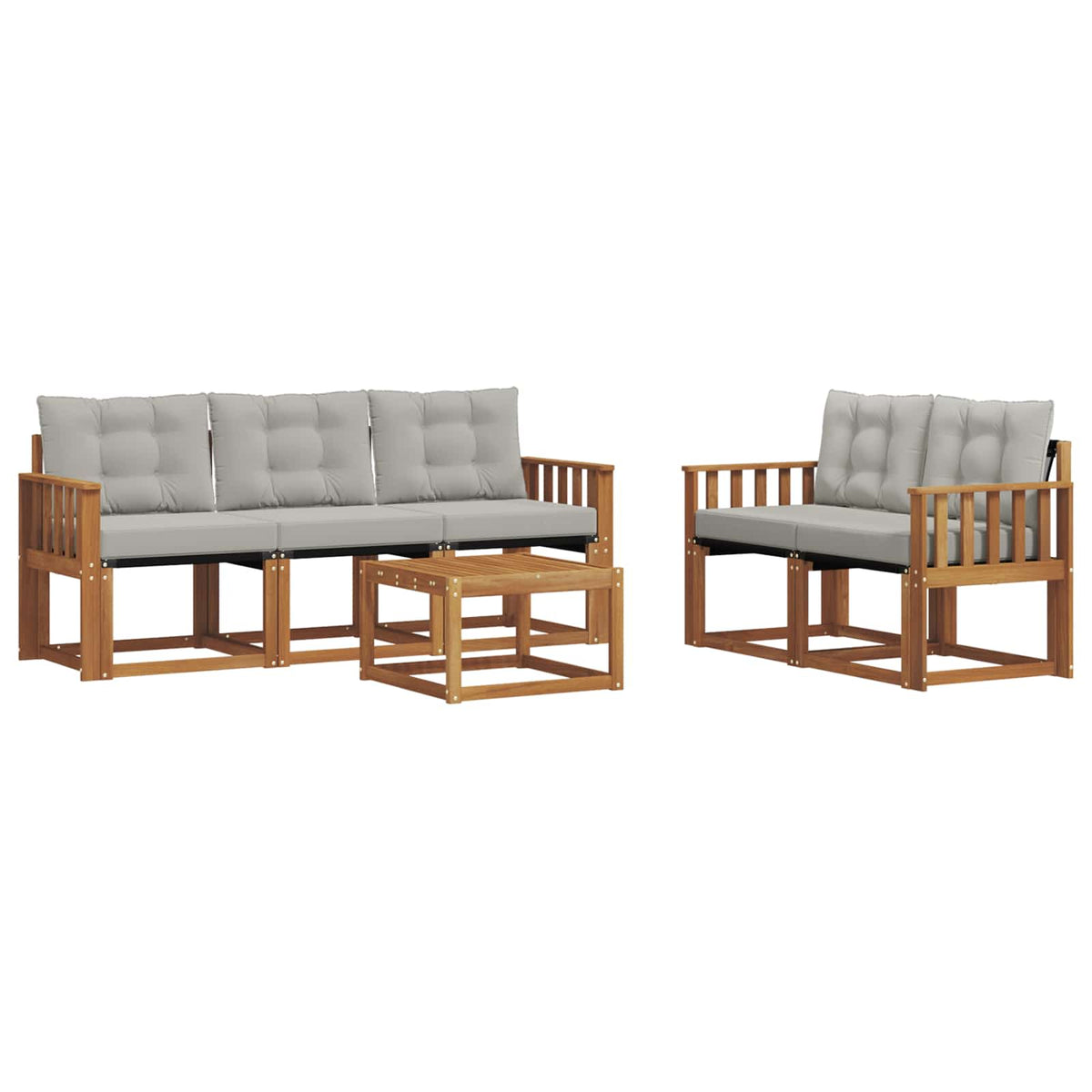 Set vanjskih sofa 6 kom. Prirodna i svijetlo siva