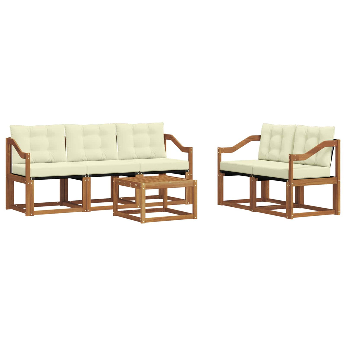 Set vanjskih sofa 6 kom. Prirodna i krem