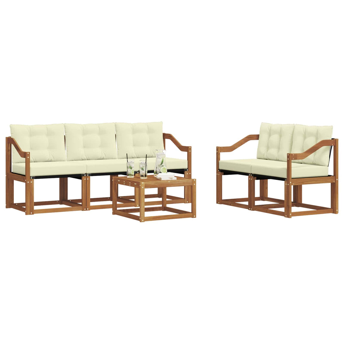 Set vanjskih sofa 6 kom. Prirodna i krem