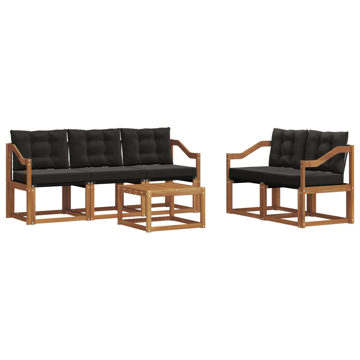 Set vanjskih sofa 6 kom. Prirodna i crna