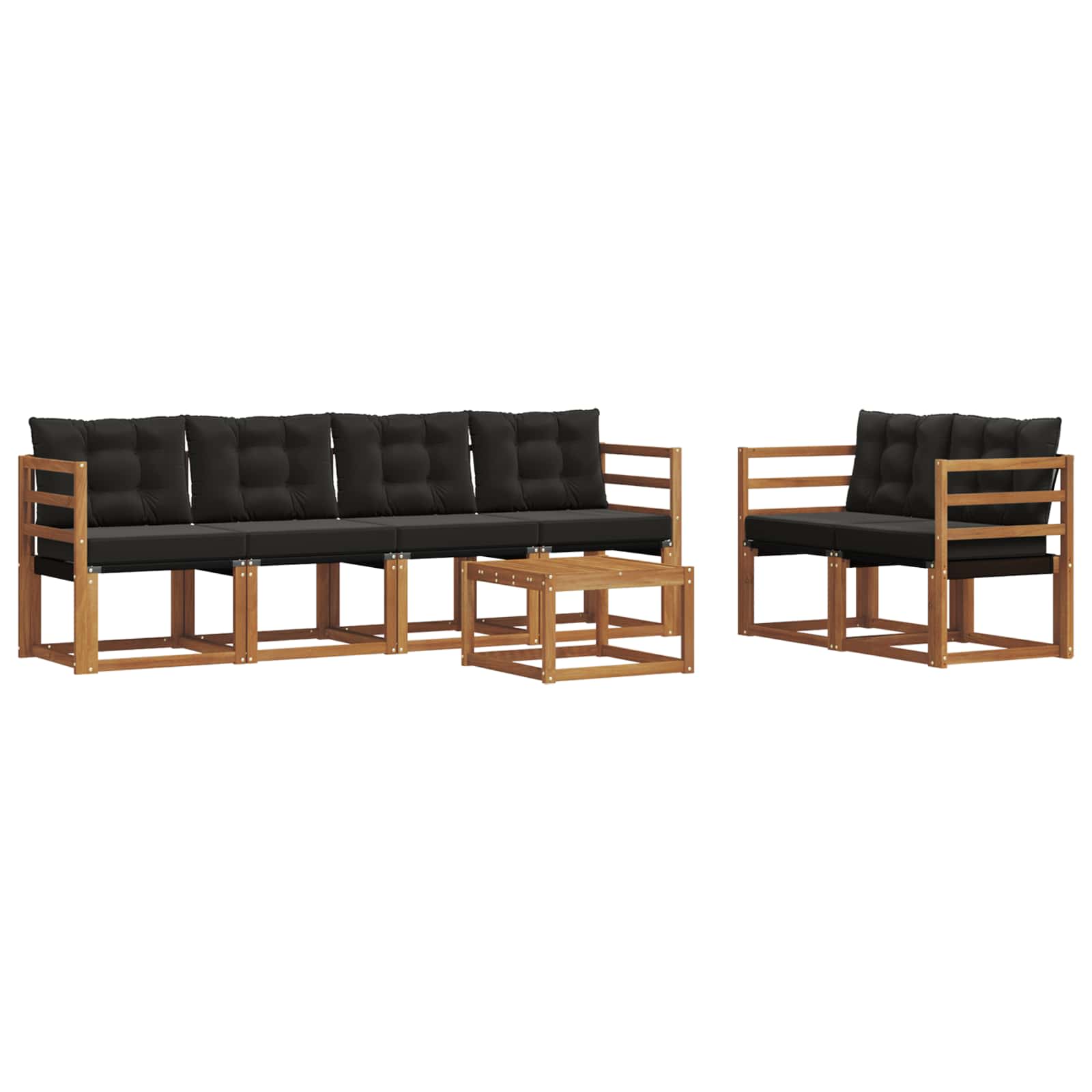 Set vanjskih sofa s jastukom 7 pcs Prirodna i crna