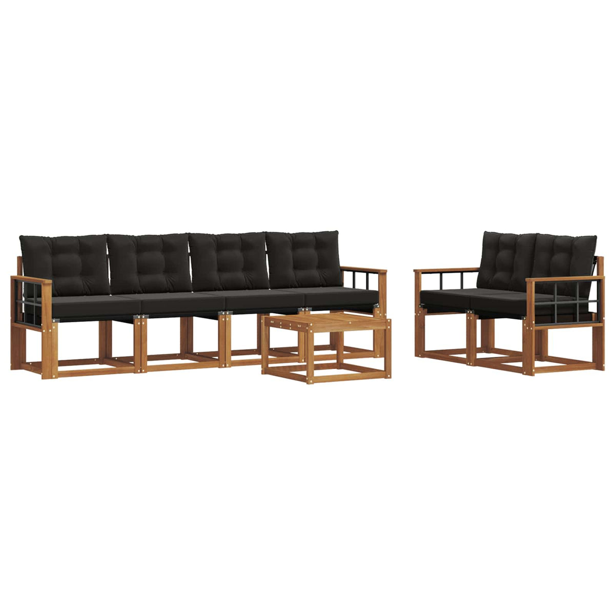 Set vanjskih sofa 7 kom. Prirodna i crna