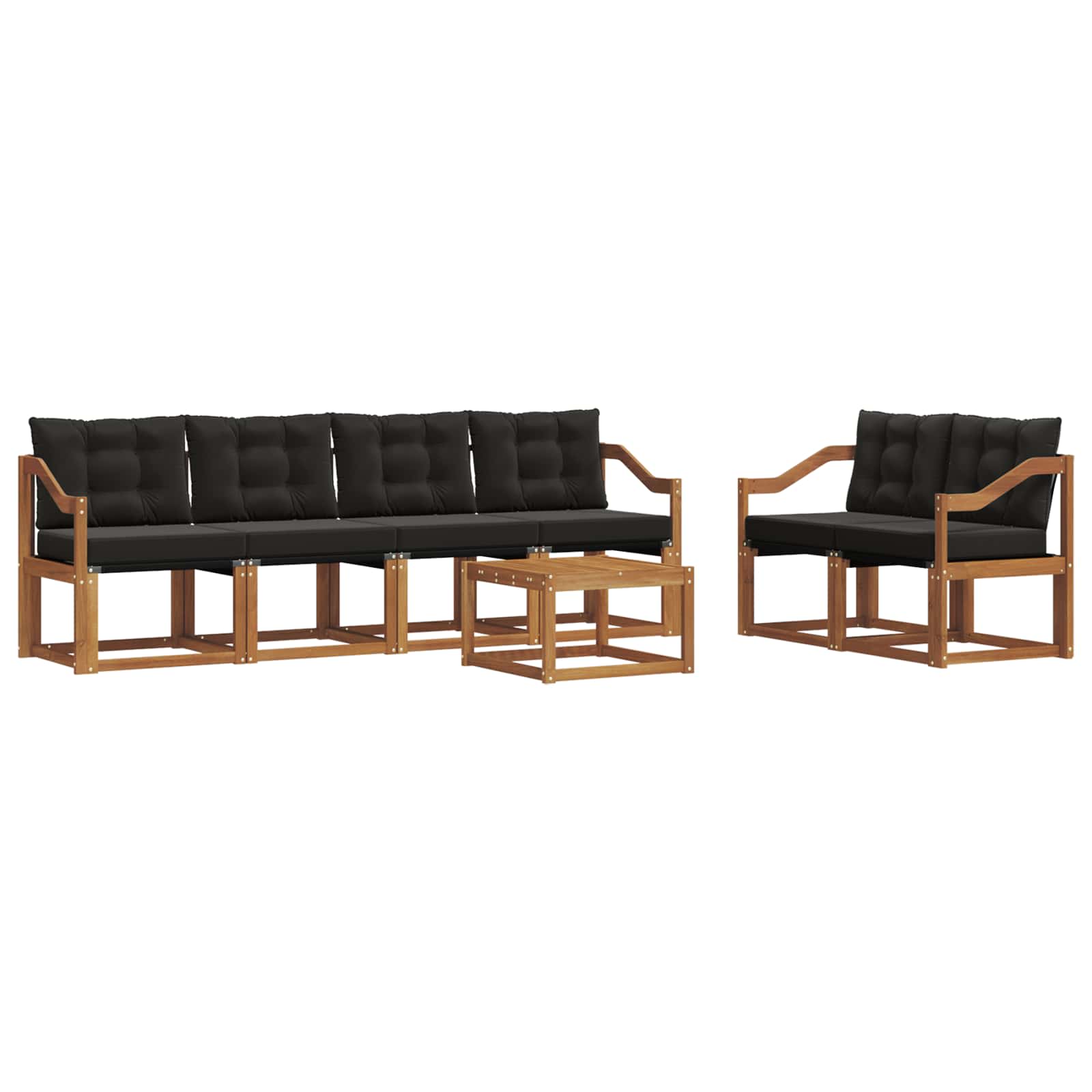 Set vanjskih sofa s jastukom 7 pcs Prirodna i crna