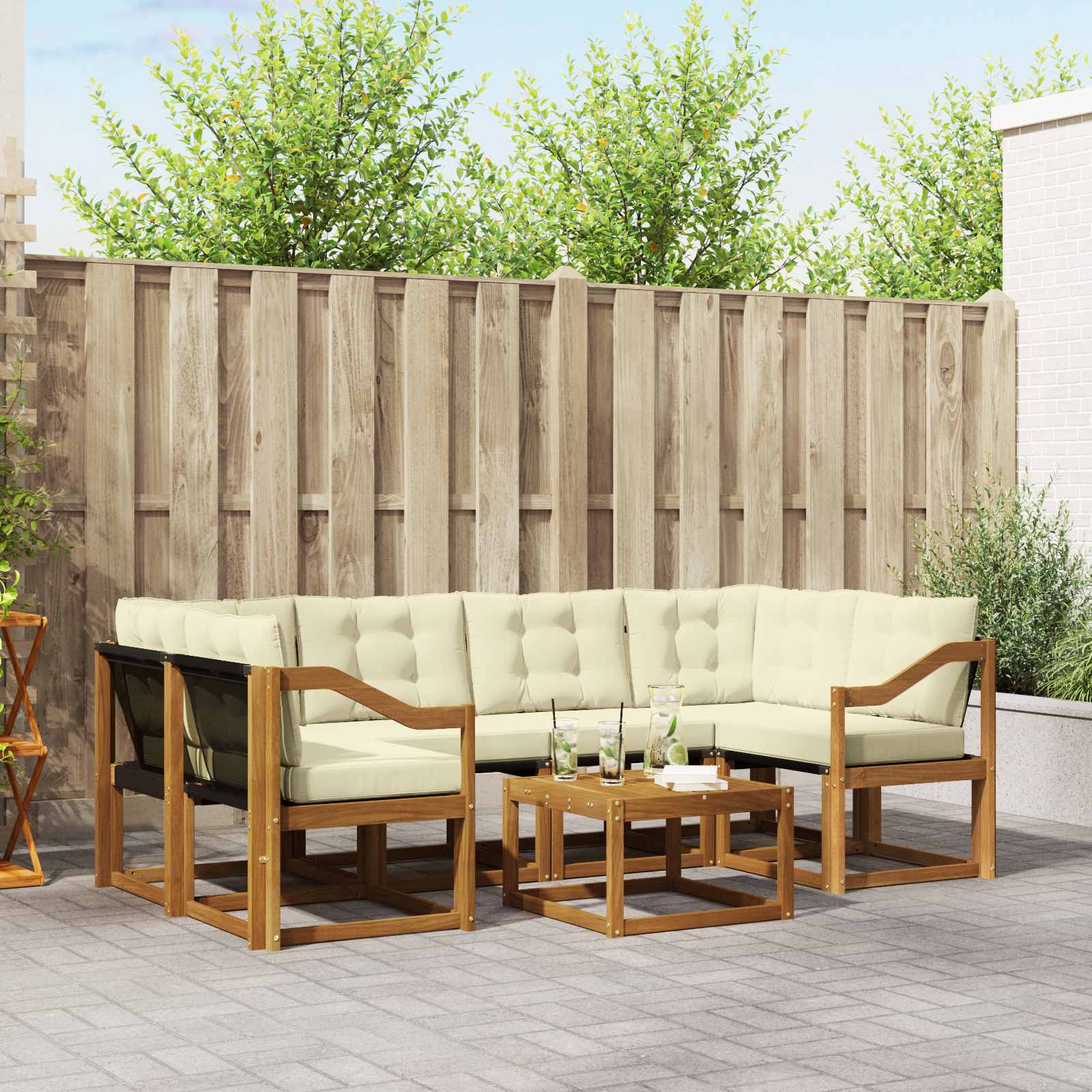 Set vanjskih sofa 7 kom. Prirodna i krem