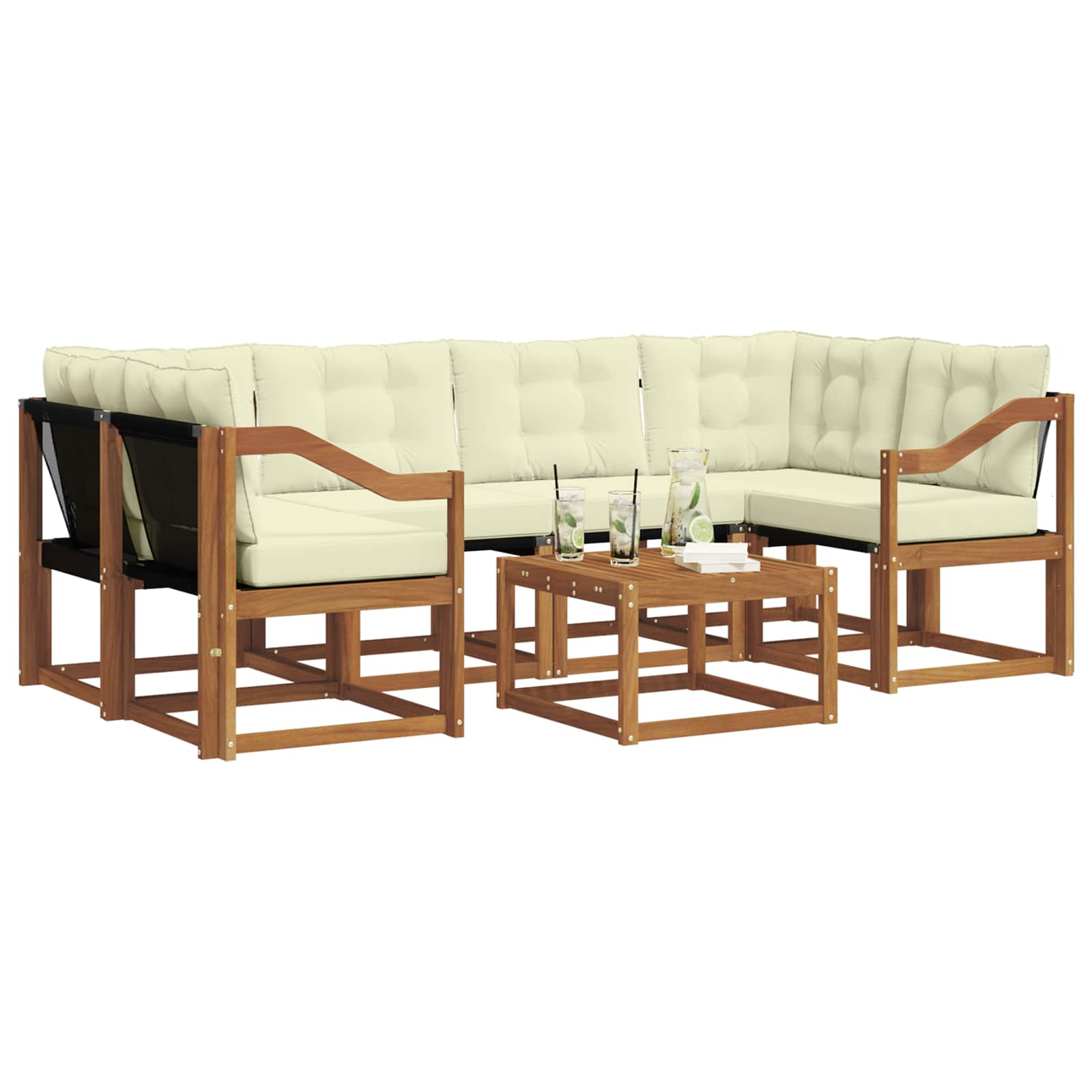 Set vanjskih sofa 7 kom. Prirodna i krem