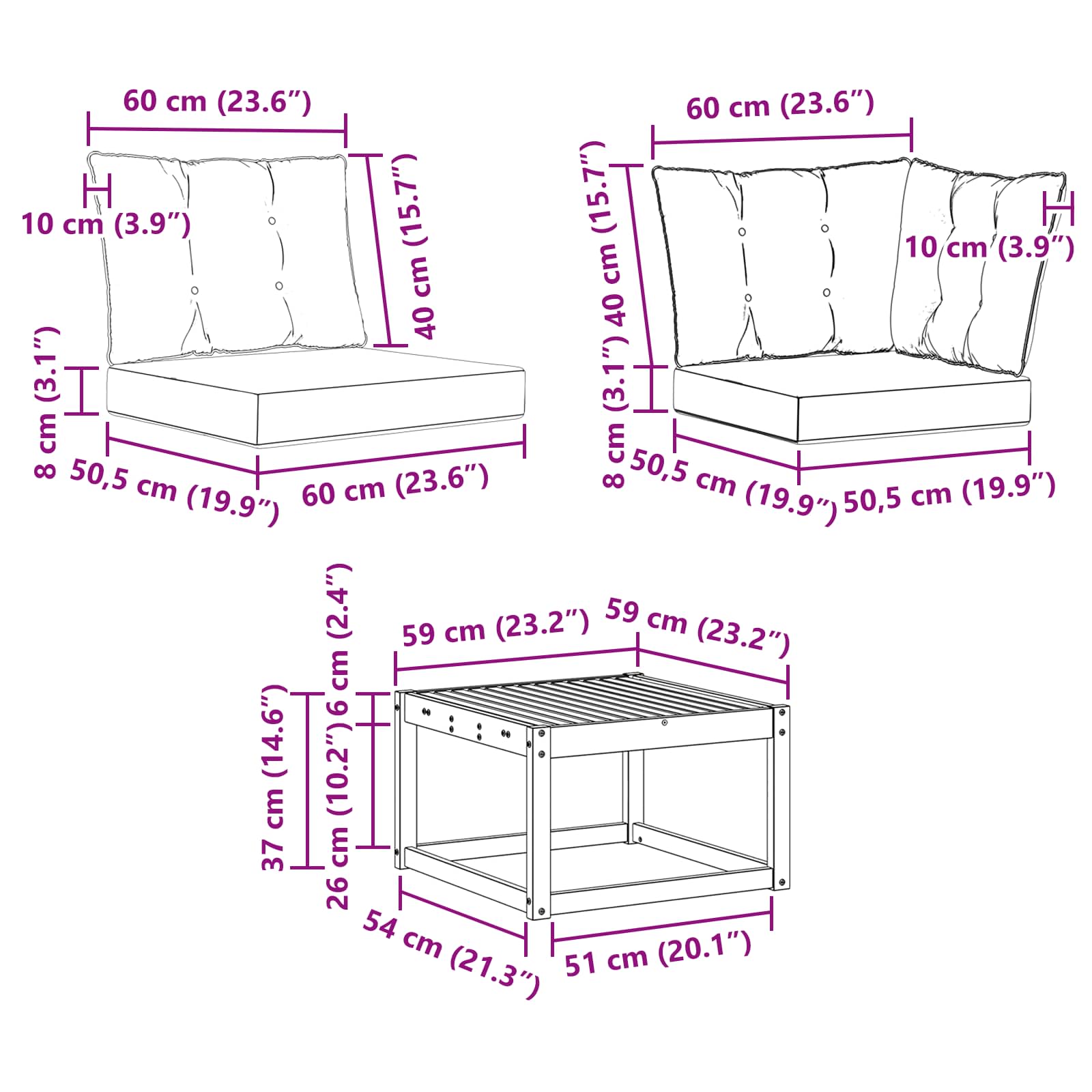 Set vanjskih sofa 7 kom. Prirodna i krem