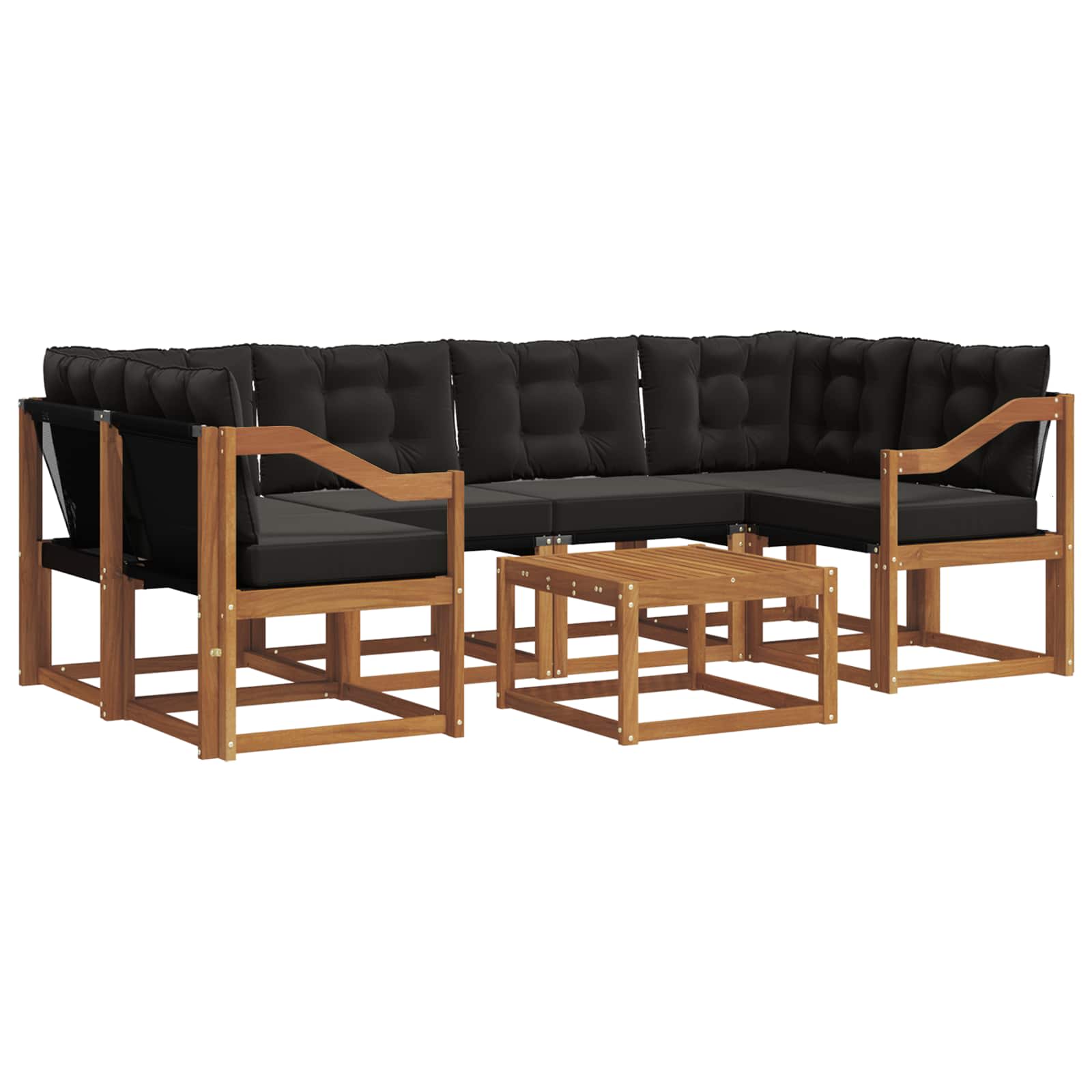 Set vanjskih sofa s jastukom 7 pcs Prirodna i crna
