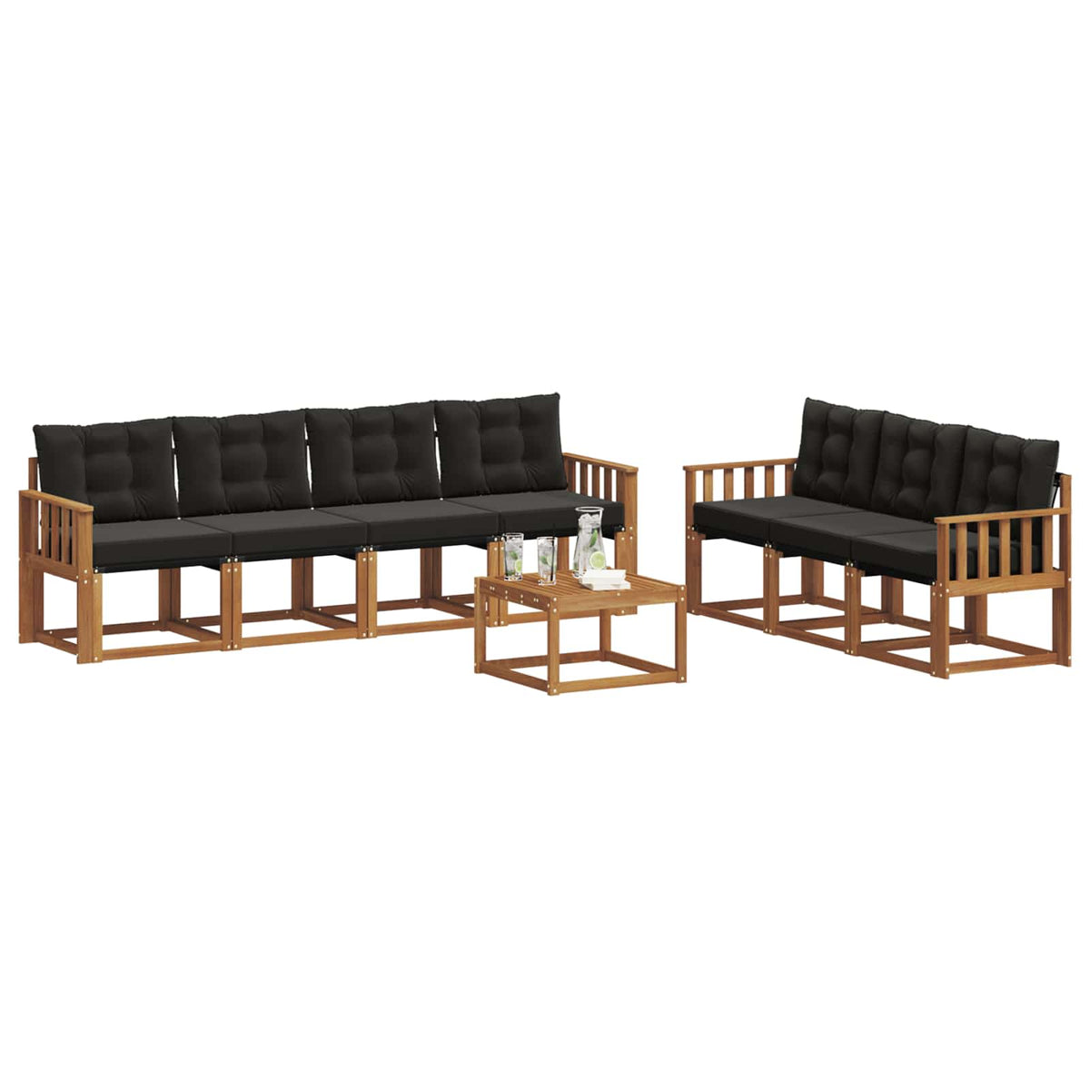 Set vanjskih sofa 8 kom. Prirodna i crna