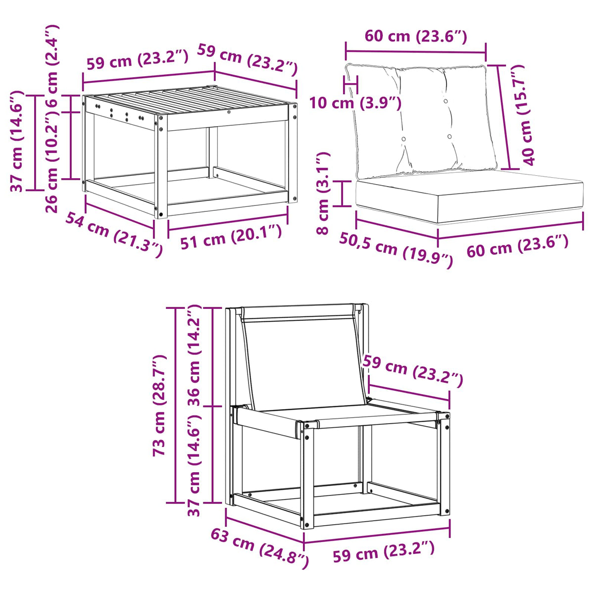 Set vanjskih sofa 8 kom. Prirodna i crna