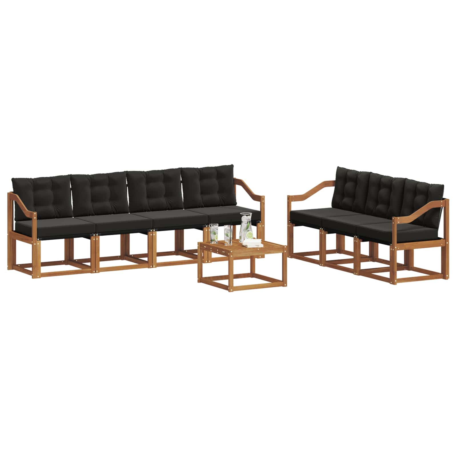 Set vanjskih sofa s jastukom 8 pcs Prirodna i crna