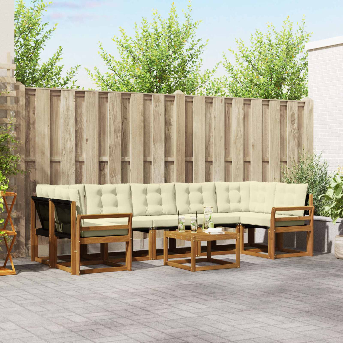 Set vanjskih sofa 8 kom. Prirodna i krem